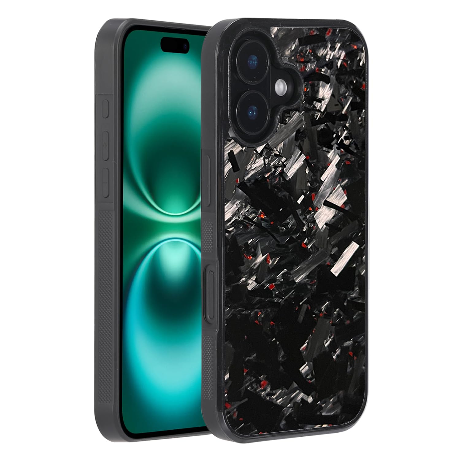 molzar Grip Series for iPhone 16 Case with Real Forged Carbon Fiber, Grippy Edges Design, Works with Qi-Certified Chargers, Compatible with iPhone 16,