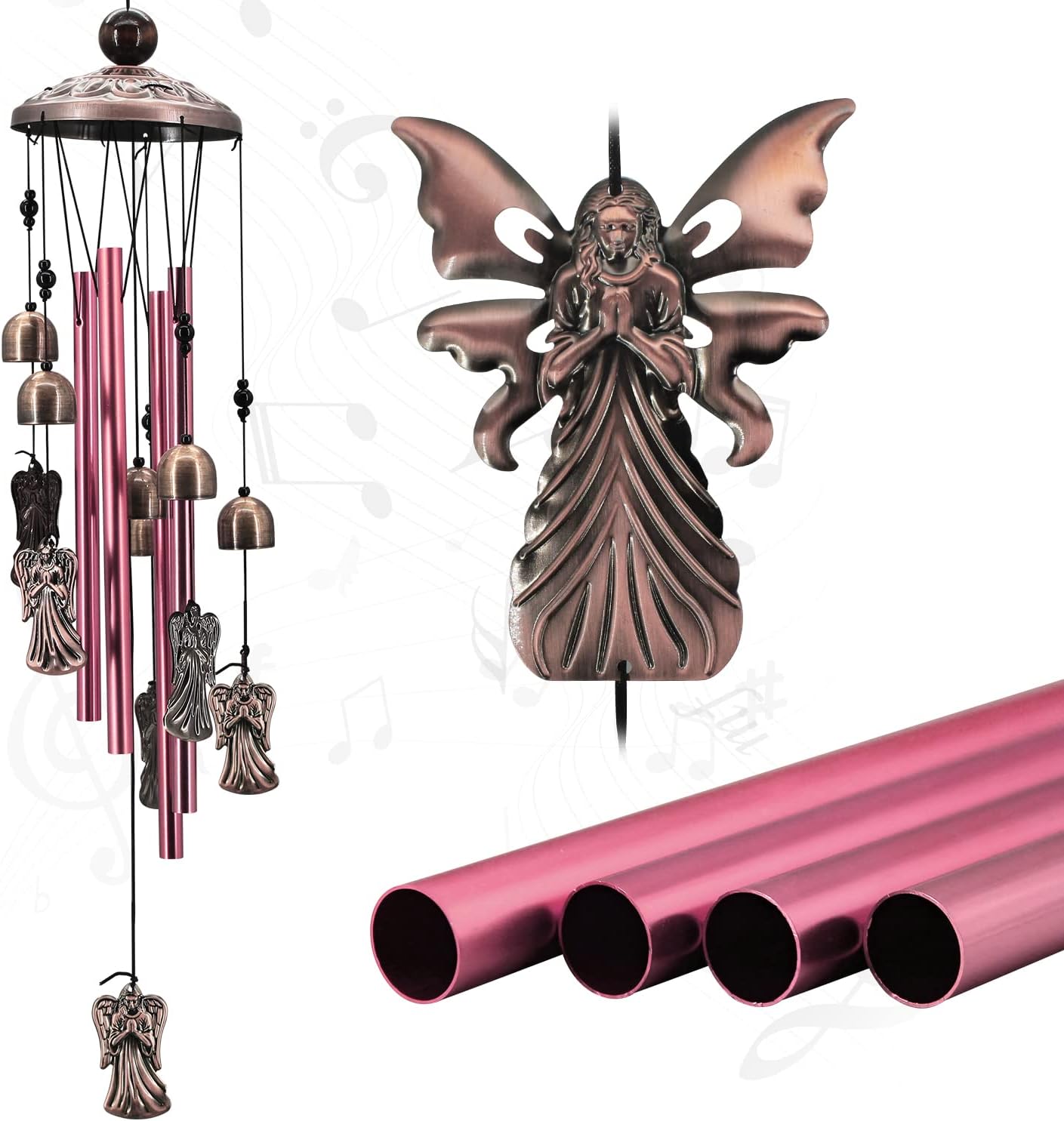 VIREKM Sympathy Wind Chimes，Copper Wind Chimes，Outdoor Angel Wind Chimes for Gifts for Mom，Garden, Indoor, Outdoor Decoration Wind Chimes