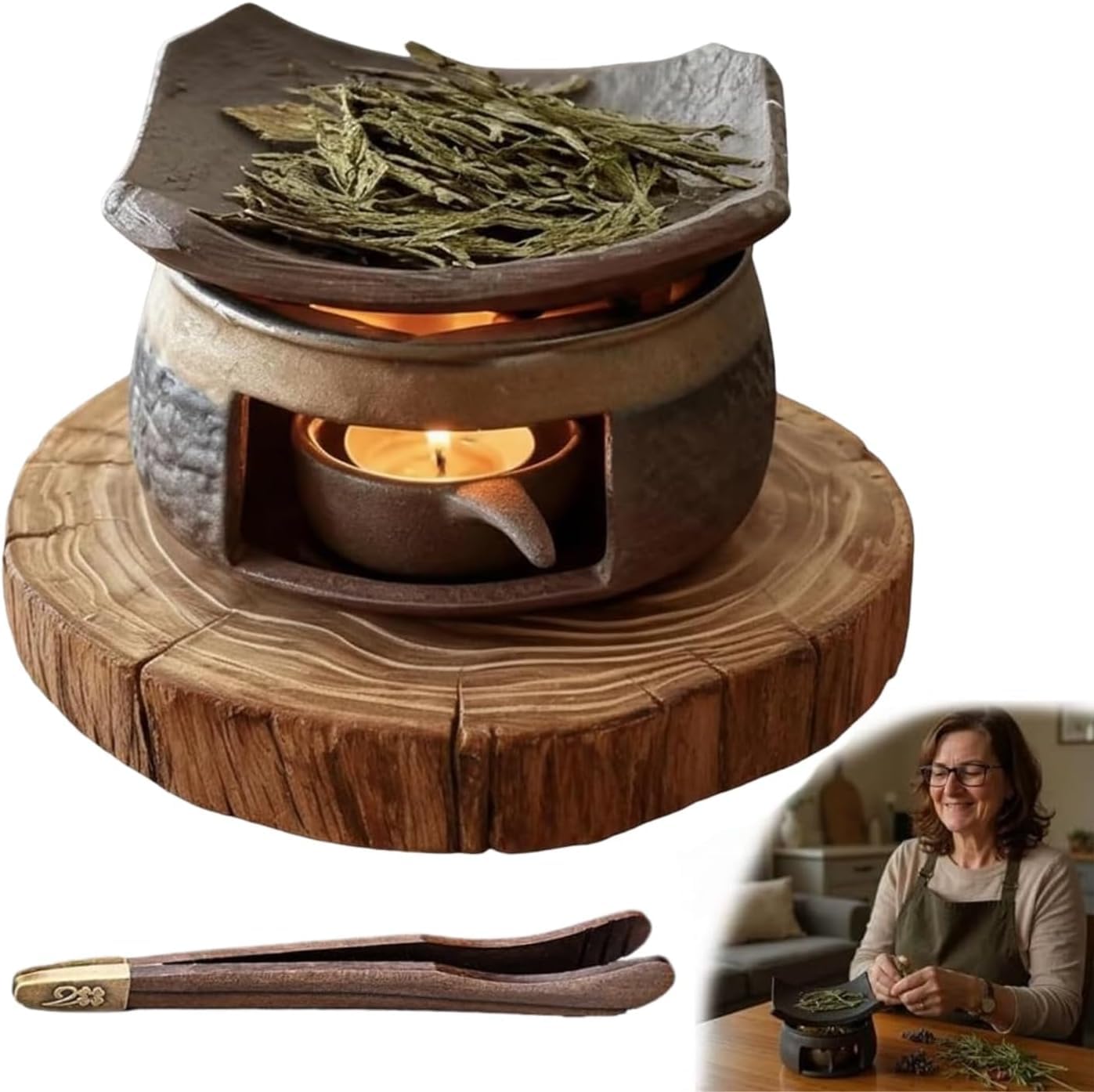 Brûleur d'encens pour diffuser herbes aromatiques par bougie