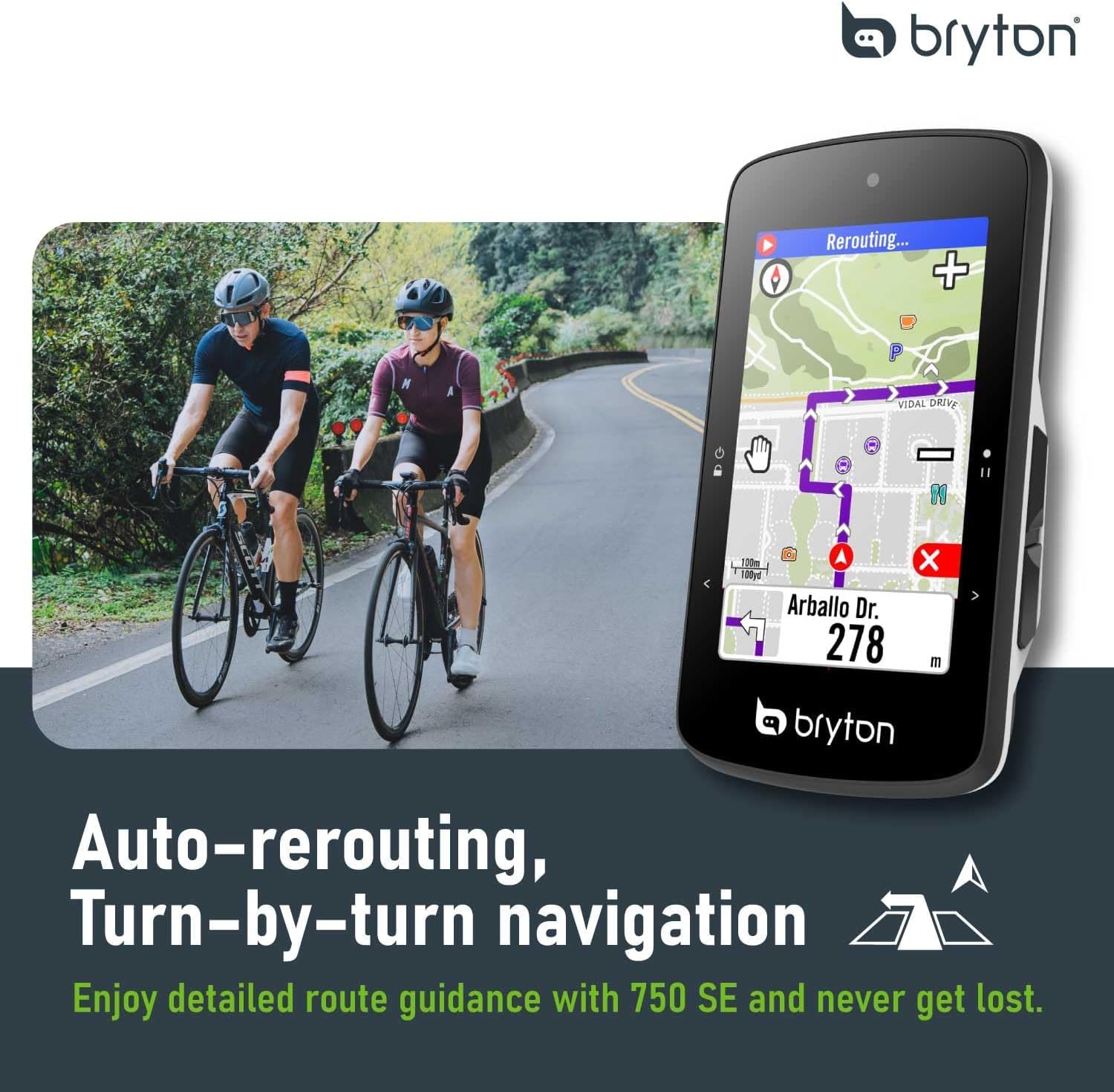 Bryton Rider 750SE 2.8 Inch Colour LCD Touchscreen GPS Bike Computer Offline EU Map Compatible with Bicycle Radar 40 Hours Battery Life Navigation with Turn-by-Turn Follow Track