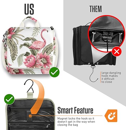 Vista 76 de VENTURE 4TH Neceser de viaje colgante para mujeres y hombres, organizador de viaje con compartimentos expandibles y bolsa transparente extraíble