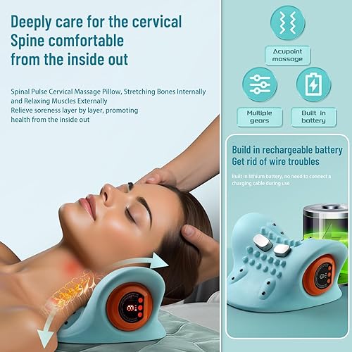 Miniatura 4 de Masajeador de cuello, masajeador de cuello, 3 modos de relajación portátil de cuello y hombros, almohadas eléctricas con calor, dispositivo de