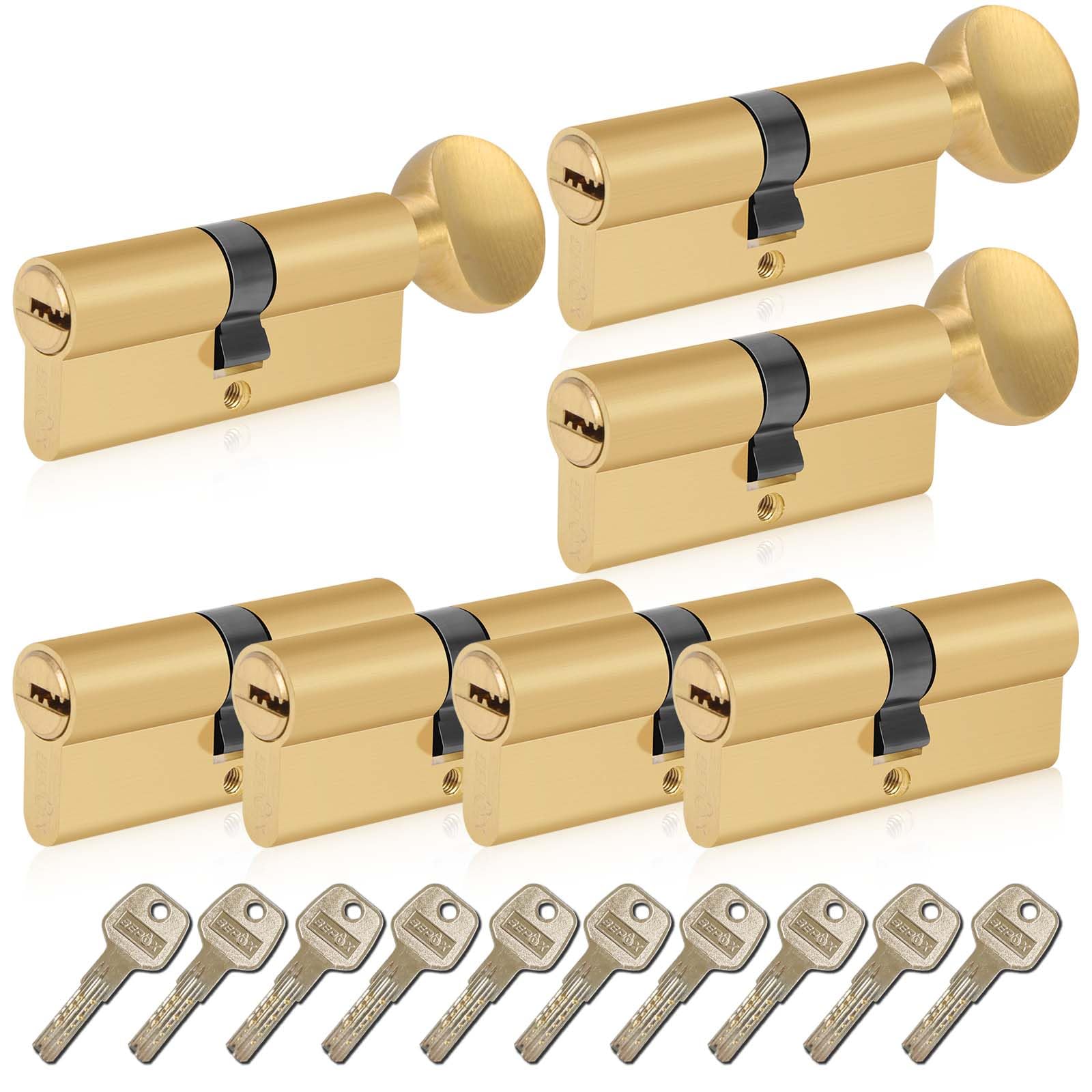 SEPOX Euro Cylinders Lock Set 4 Double + 3 Thumb-Turn Cylinders (Keyed Alike), 60mm(30/30),High Security 6 Pin, Alloy Casing Brass Cylinder Anti-Drill Anti-Pick Door Barrel for Home,Office