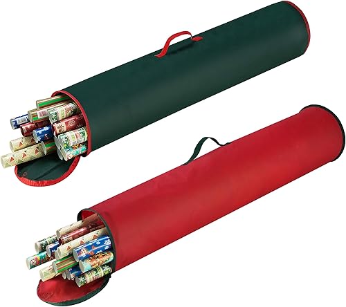 Miniatura 5 de Elf Stor Bolsa organizadora de almacenamiento de papel de regalo, 9 pulgadas de diámetro x 40 pulgadas de largo, puede caber hasta 25 rollos, verde