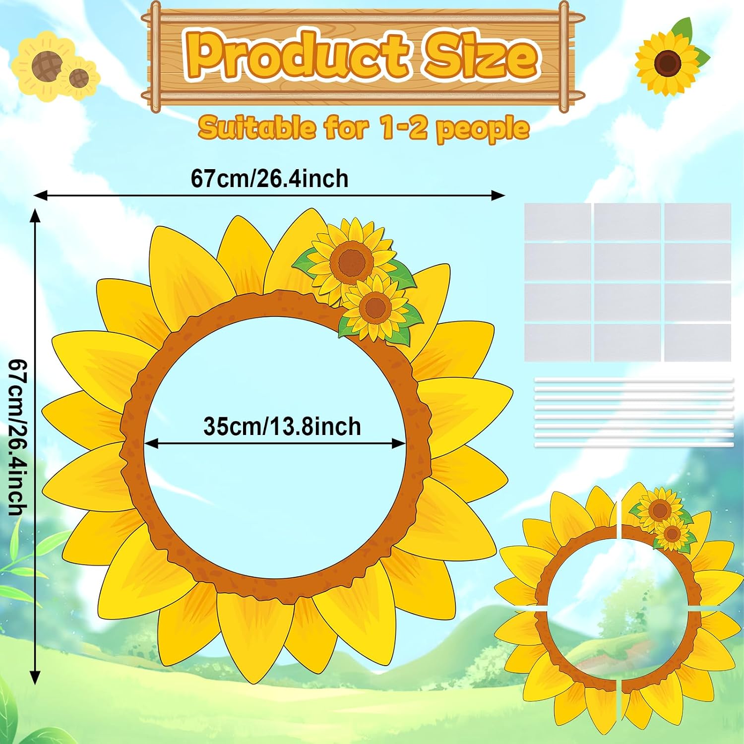 Summer Sunflower Photo Booth Props Sunflower Birthday Party Decorations 26 Inch Large Yellow Flower Selfie Frame Floral Photo Booth Frame Selfie Props for Birthday Baby Shower Party Supplies