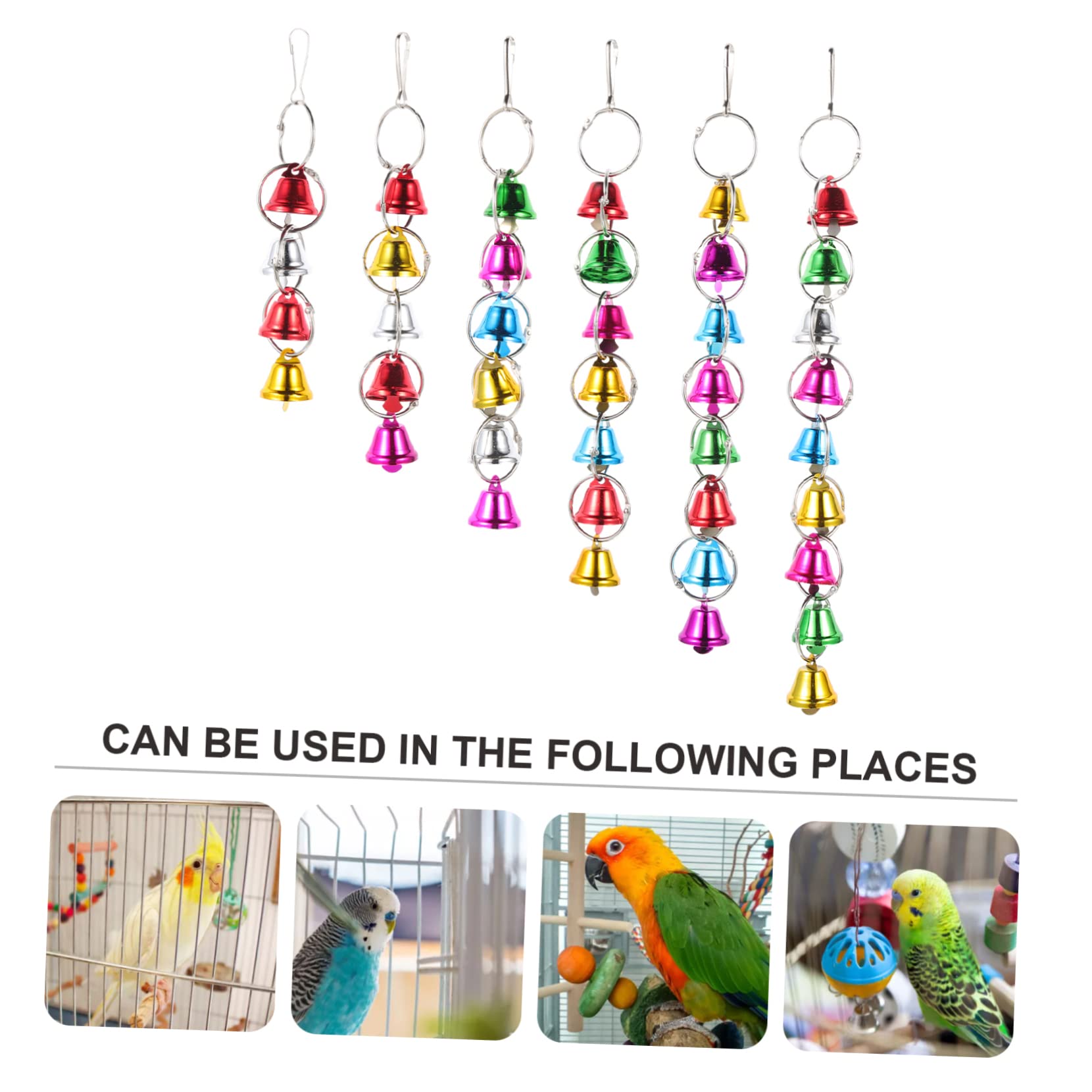 POPETPOP 12pièces Clochettes à Oiseaux Jouets à Mâcher pour Perroquets Accessoires De Jeu Amusants Et Colorés pour Oiseaux De Compagnie Faciles à Installer Et Sécurisés