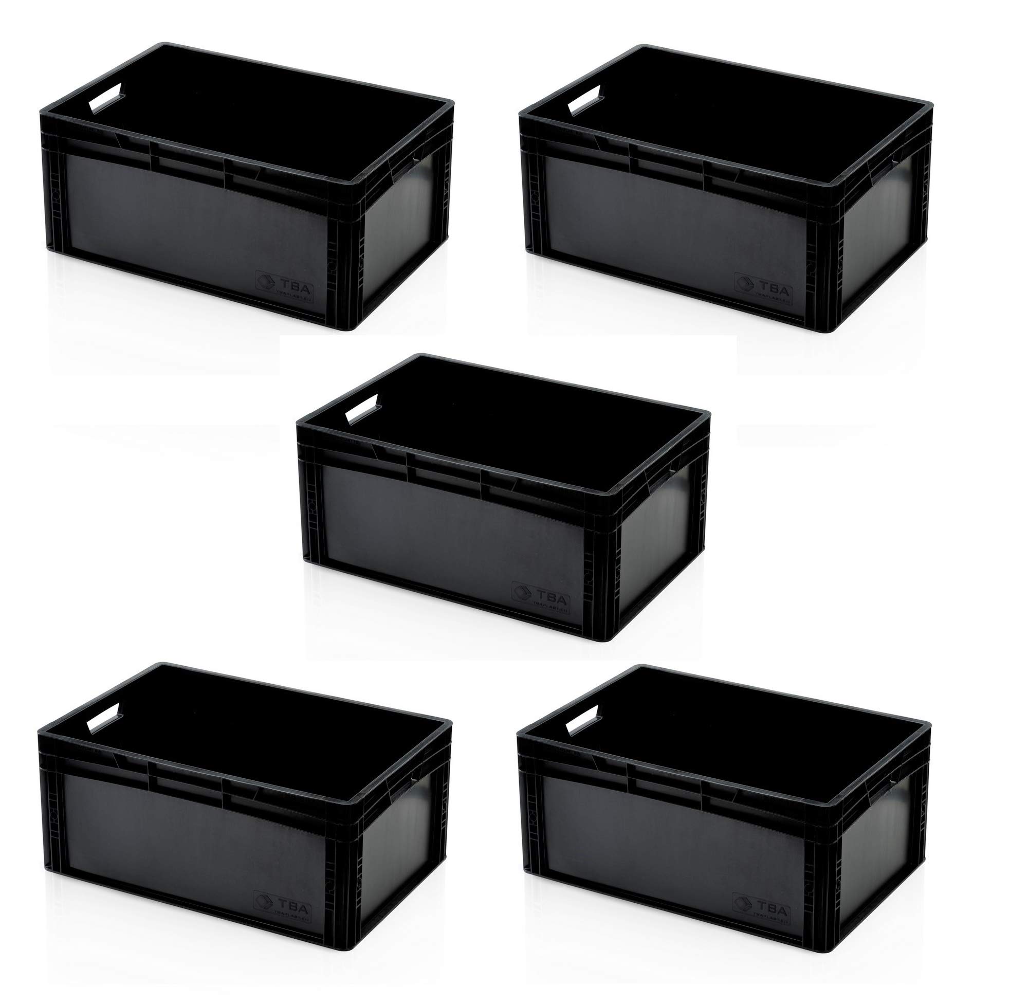 5x Eurobehälter 60x40x27 schwarz * Eurobox 60 x 40 x 27 Euro Box Behälter Lager stapelbar