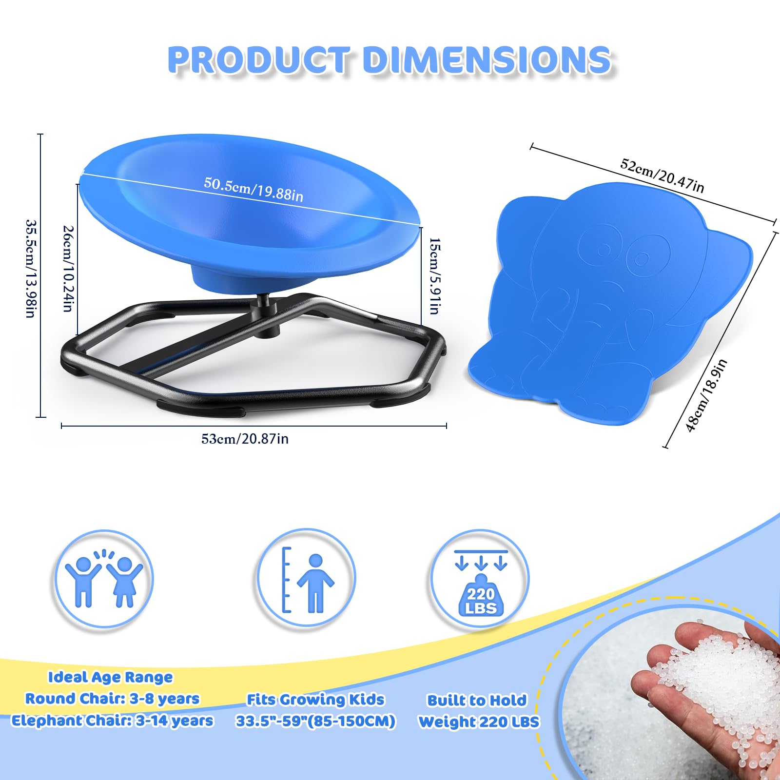 TERRAMUS 2 sillas giratorias para niños, asiento giratorio de 360°, taburete giratorio de equilibrio, entrenamiento de coordinación física y equilibrio, juguetes de detección de autismo para niños y