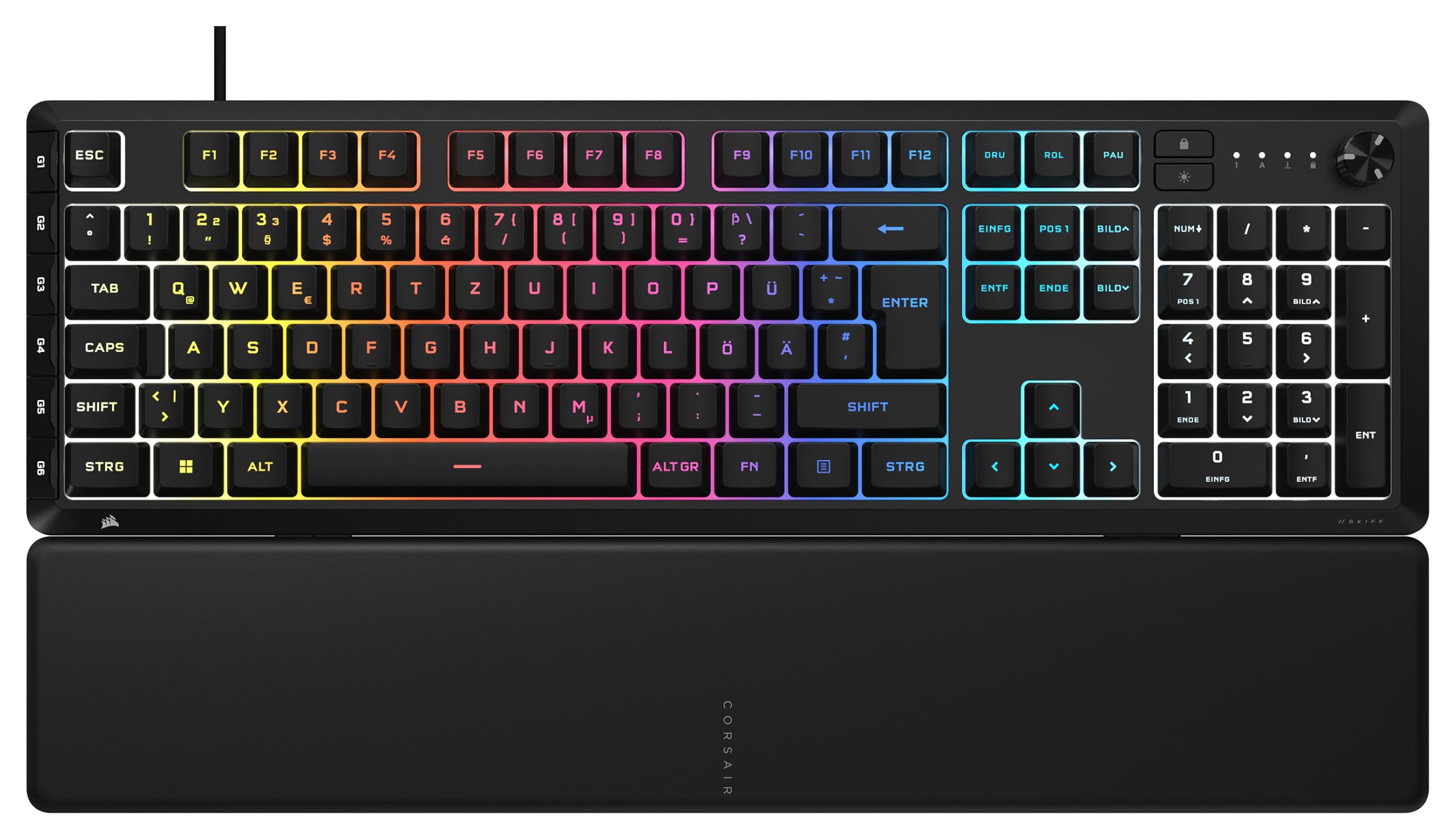 Corsair Skiff 100 Plus Leise RGB Kabelgebundene Gaming-Tastatur – Schwarz