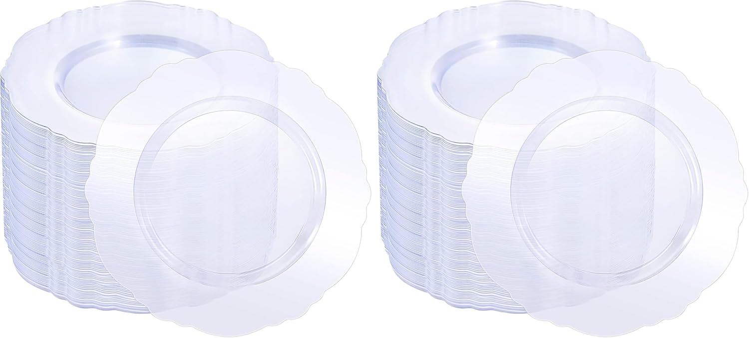 WDF 60pcs Clear Plastic Dessert Plates Disposable -7.5inch Small Disposable Clear Cake/Appetizer/Dessert Plastic Plates for Wedding, Party (Pack of 2)