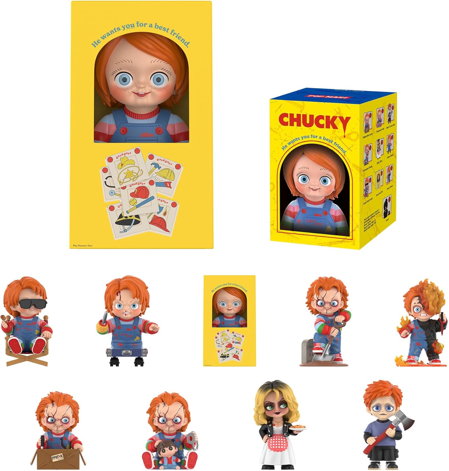 POP MART Chucky Franchise Series Blind Box Figures, Collectible Toys Spooky Home Decorations, Holiday for Girls and Boys, Single Box