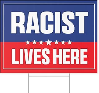 Anti Trump Racist Lives Here Yard Sign Gifts For Women Men Democratic Sign Gift For Friend And Family Say No To Trump House Decorations Gifts (Multi 9)