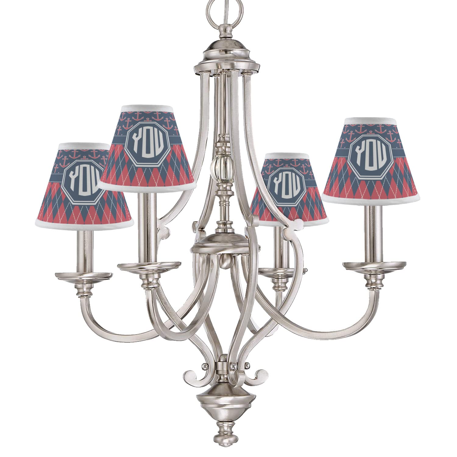 RNK Shops Personalized Anchors & Argyle Chandelier Lamp Shade