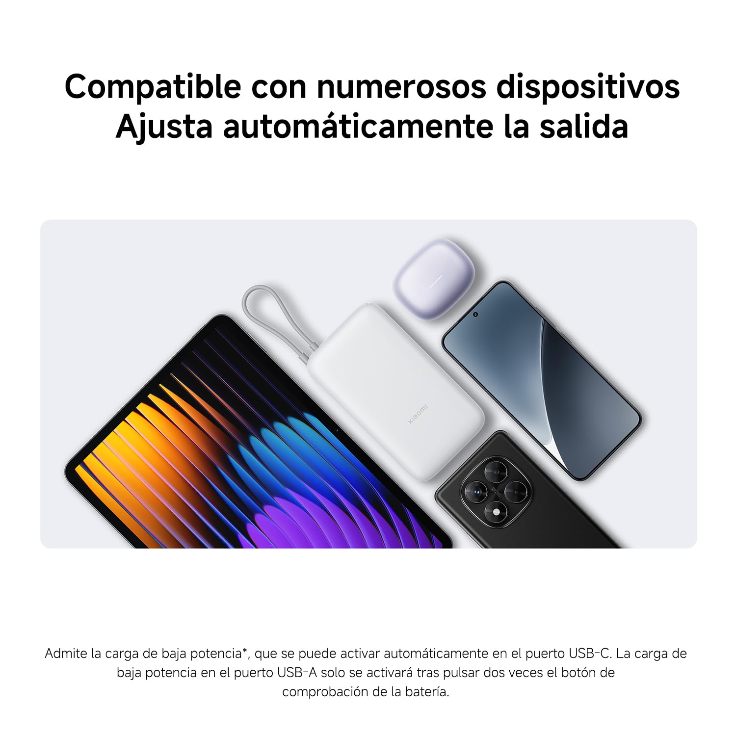 Xiaomi 22.5W Power Bank 20000mAh (Integrated Cable) Gris Claro