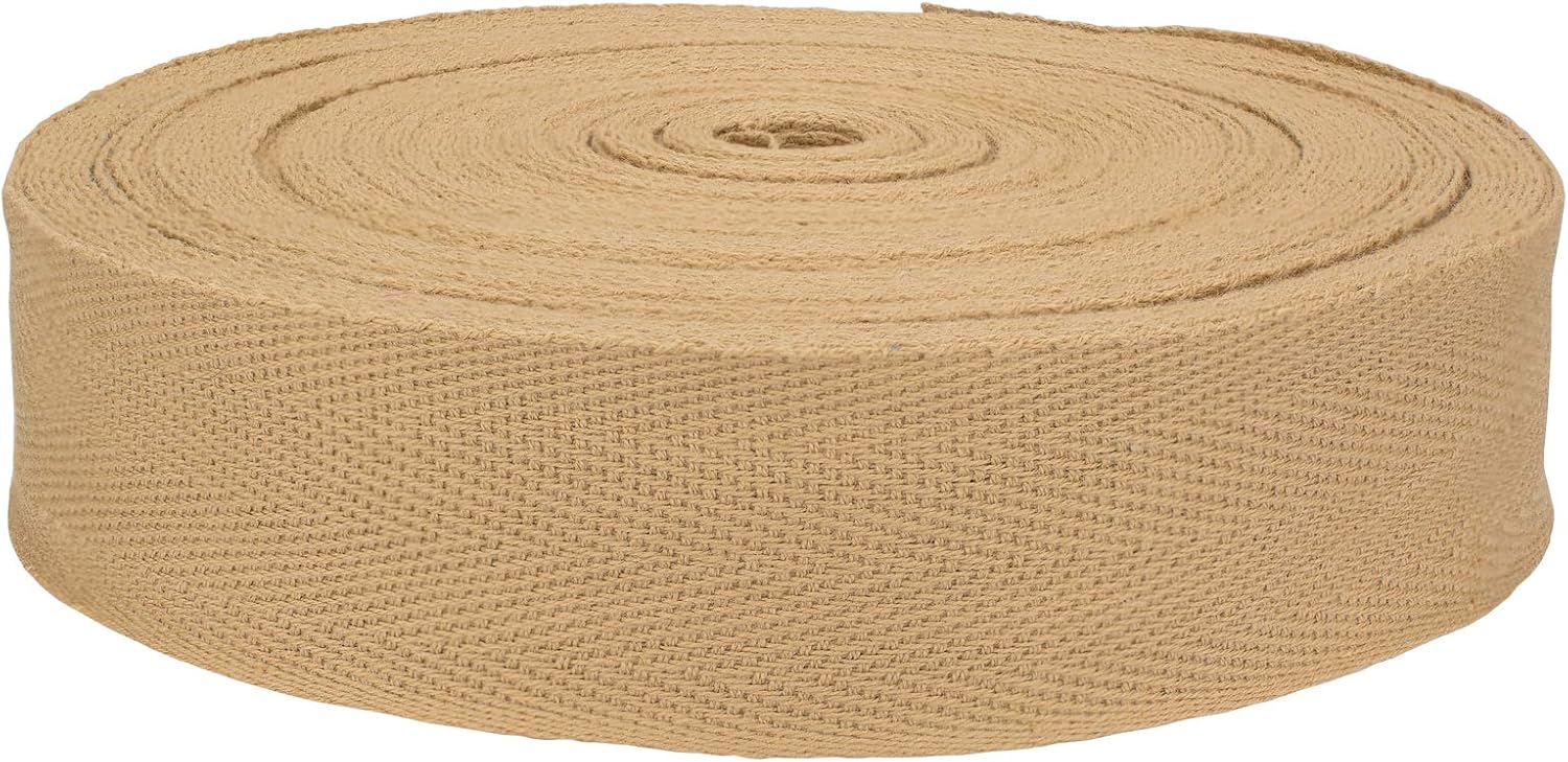 Country Brook Design 1 1/4 Inch Tan Herringbone Cotton Binding Tape Closeout, 50 Yards