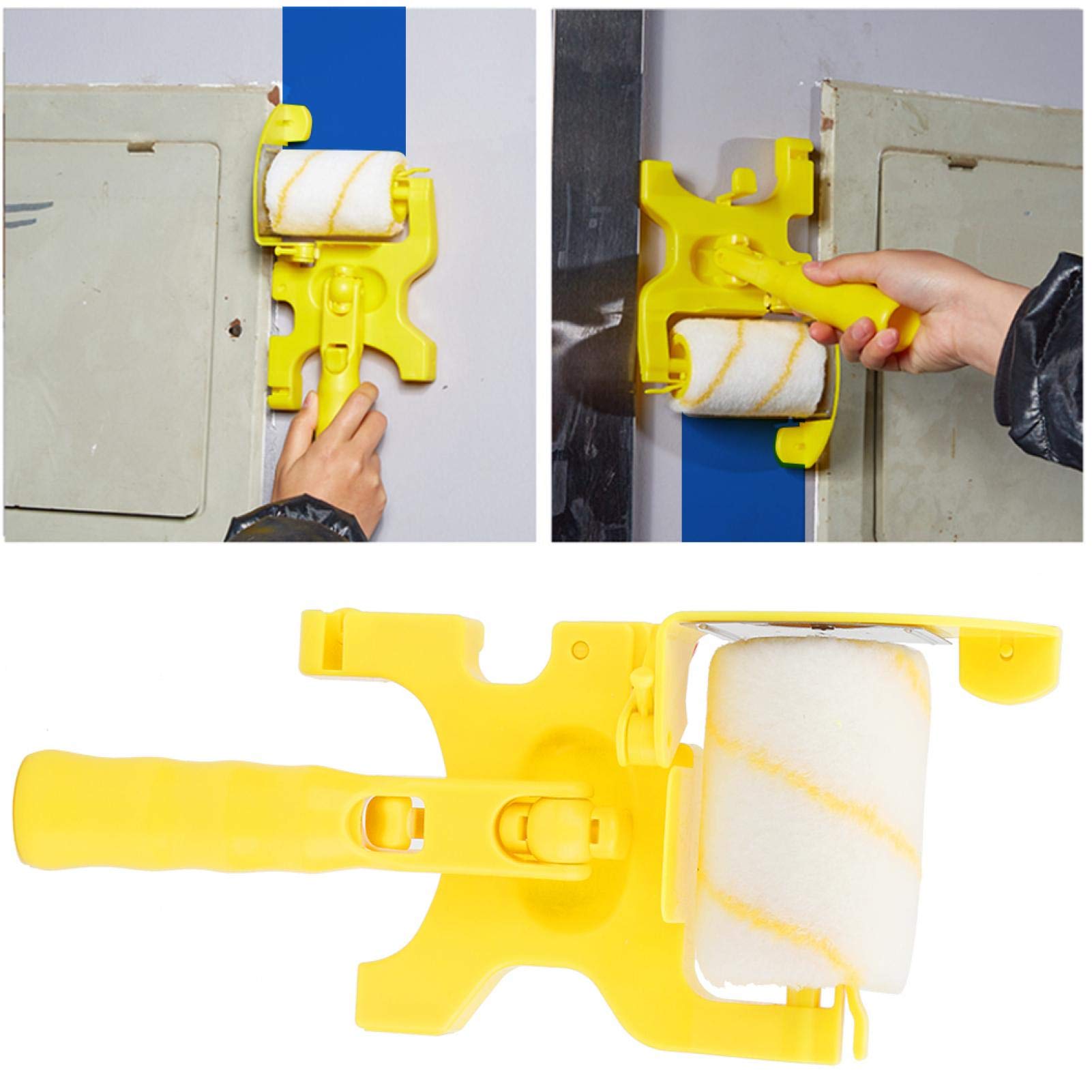Pinceau à rouleau pour bordure de peinture, Kit de bordure de peinture Bordures de peinture d'angle à main pour ménage Petit outil de peinture murale portable à main