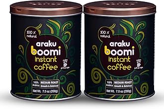 Boomi Premium Single Origin Instant Coffee Powder - Medium Roast, 100% Arabica, Mold & Mycotoxin Free, Low Acid | 7oz Tin (2 Pack)