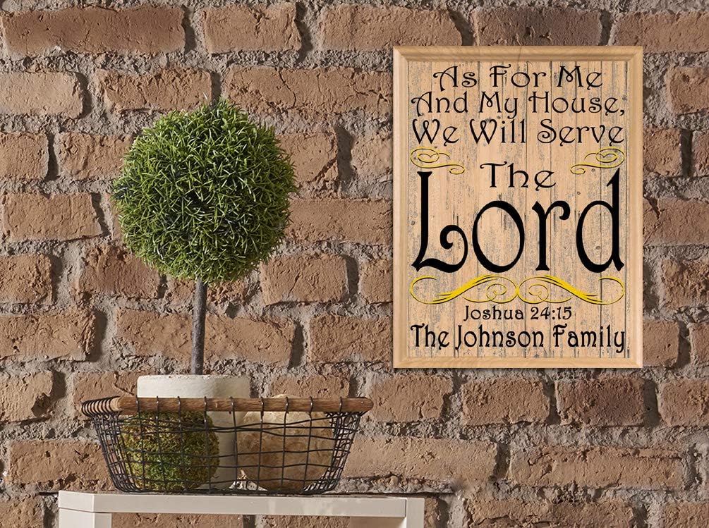 As For Me and My House We Will Serve The Lord Sign Personalized Family Name Christian Wall Art Joshua 24:15 Home Decor