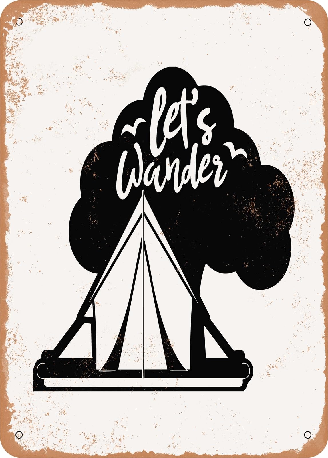 Miaomansenstore Metal Sign - Lets Wander - 2 - Vintage Rusty Look Home Decor