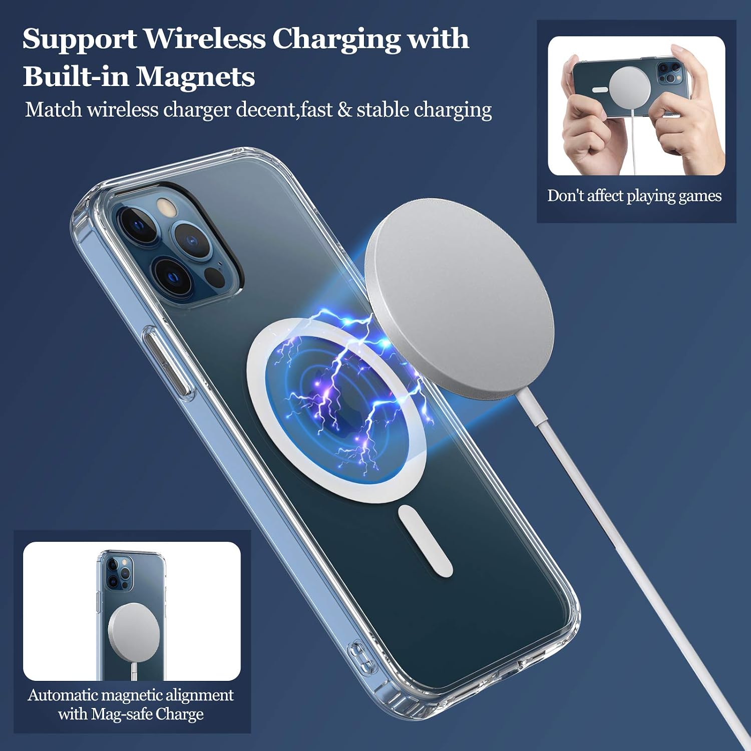 MP mypole Clear Magnetic Safe Case for iPhone 12/12 Pro with Magsafe,Anti-Scratch Case for iPhone 12/12 Pro[Military Protection][Support Wireless Charging][Anti Yellowing][Built-in Magnetic Circle]