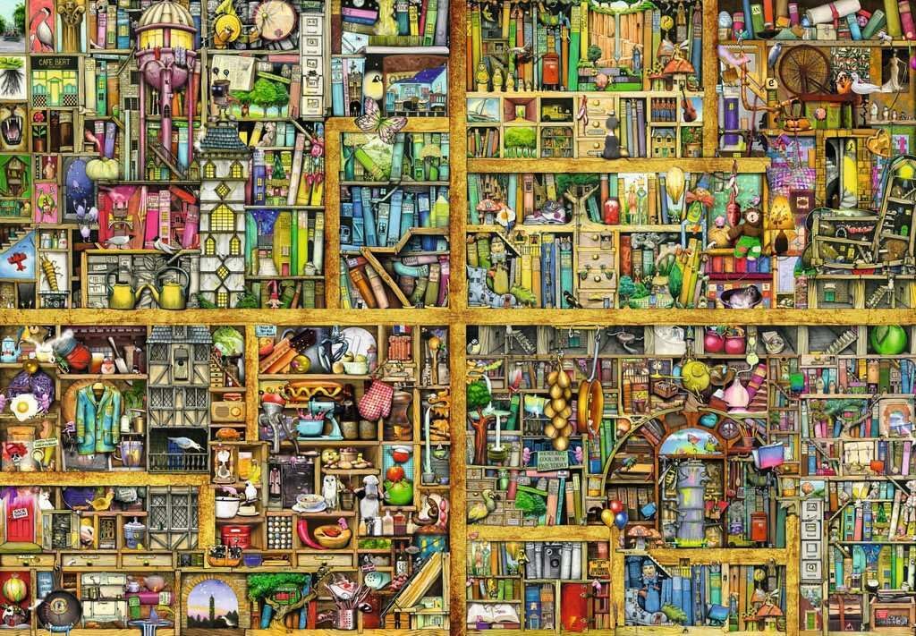 Ravensburger - Magical Bookcase - Spectacular 18000 Piece Jigsaw Puzzle - Stunning, Vivid Image of a Wall of Books Amid Charming Curiosities - Premium Quality - Puzzles for Adults