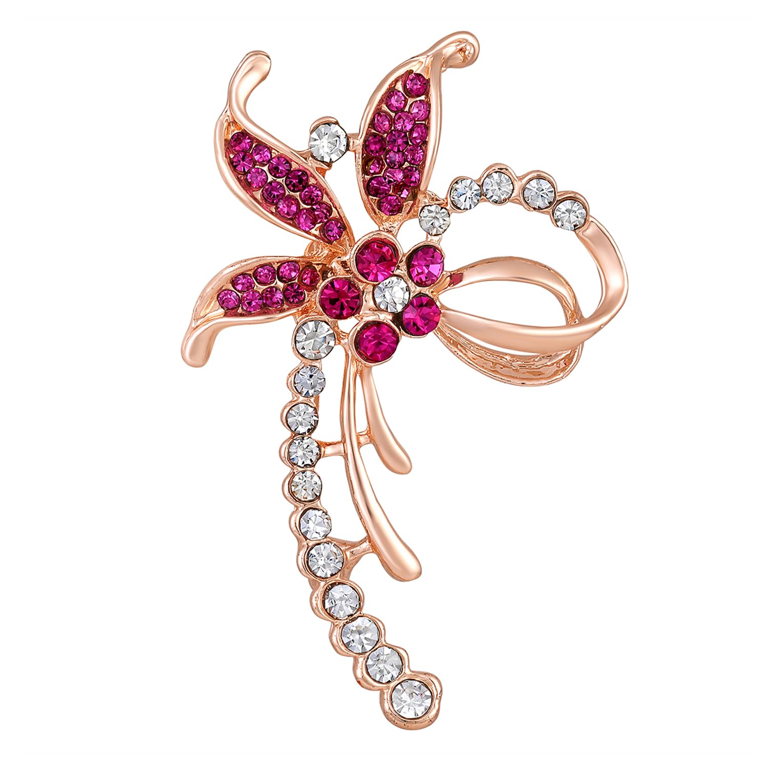 Mahi Rose Gold Plated Trendy Floral Pink and White Crystals Brooch/Saree Pin for Women (BP1101114ZPin) (B0CH8QXF6N) Amazon Price History, Amazon Price Tracker