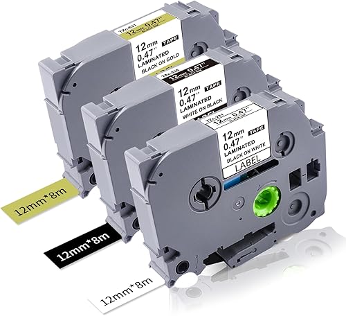 Lonitul 3 cintas de etiquetas TZ de 0.47 pulgadas compatibles con Brother Ptouch TZe-231 335 831, cinta para etiquetadoras de 0.472 in, 0.47