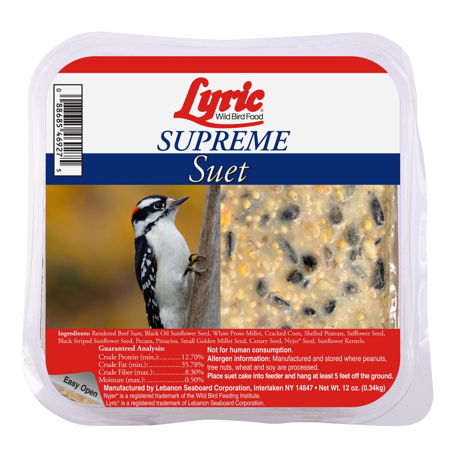 Lyric Supreme Wild Bird Seed Suet Cakes for Wild Birds, 12 oz. (12 Pack)