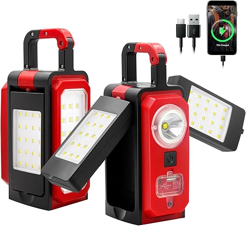 Miniatura 8 de SYLSTAR Luz de trabajo recargable, luces de trabajo LED de 3000 lúmenes con imanes, luz de inundación LED multifuncional impermeable y portátil con
