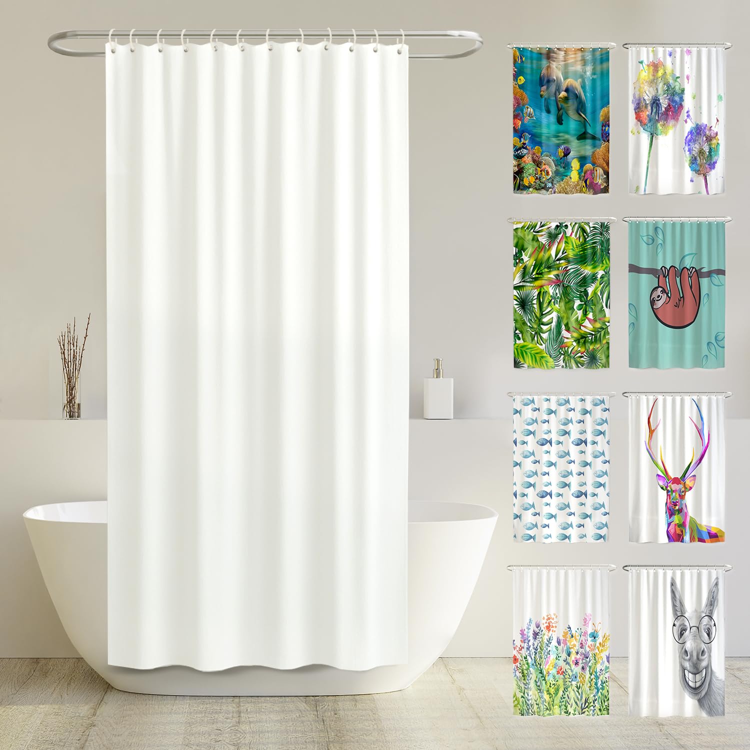 arteneur® - Duschvorhang Weiss - Anti-Schimmel Duschvorhänge 150x200 - Recycelt mit Öko-Tex Standard 100 - Beschwerter Saum, Blickdicht, Wasserdicht, Waschbar, 10 Ringe & E-Book