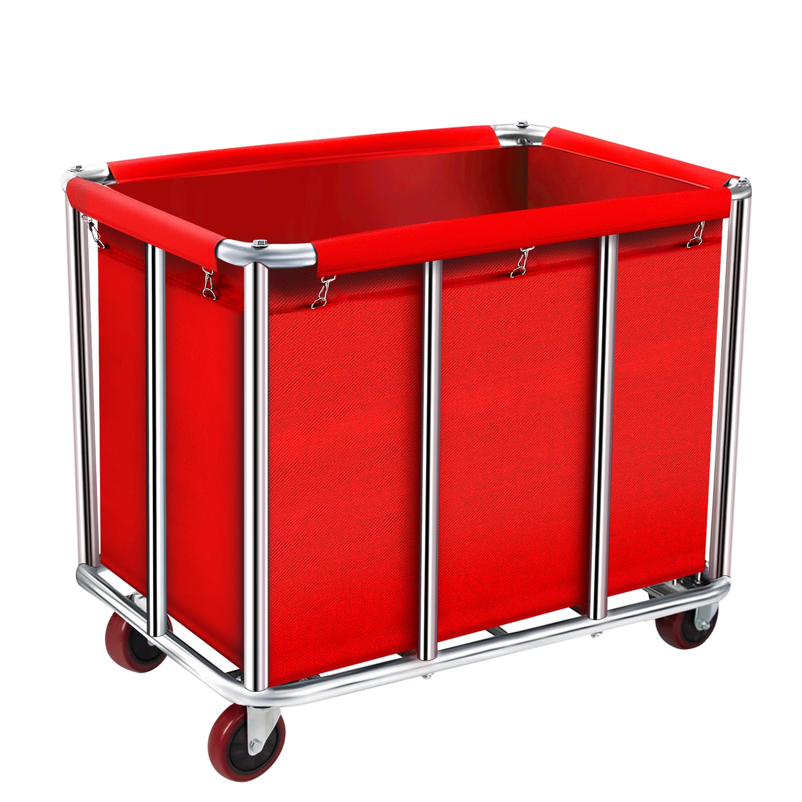 Carrito de lino comercial con ruedas, rollo de lino de acero pesado de 11,35 cm, carrito rodante para lavandería, uso en hotel, fácil li