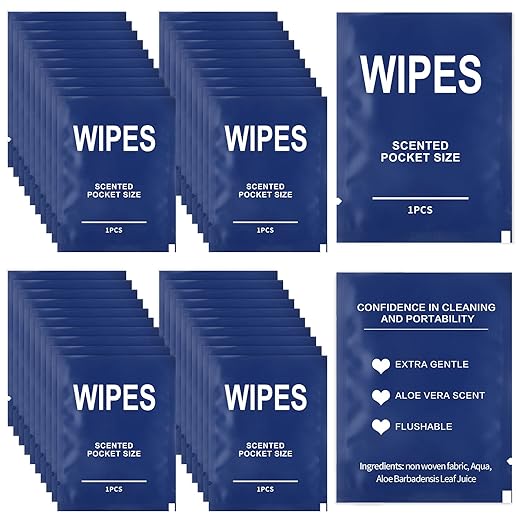 Loopeer 500 Pcs Individually Wrapped Flushable Wipes