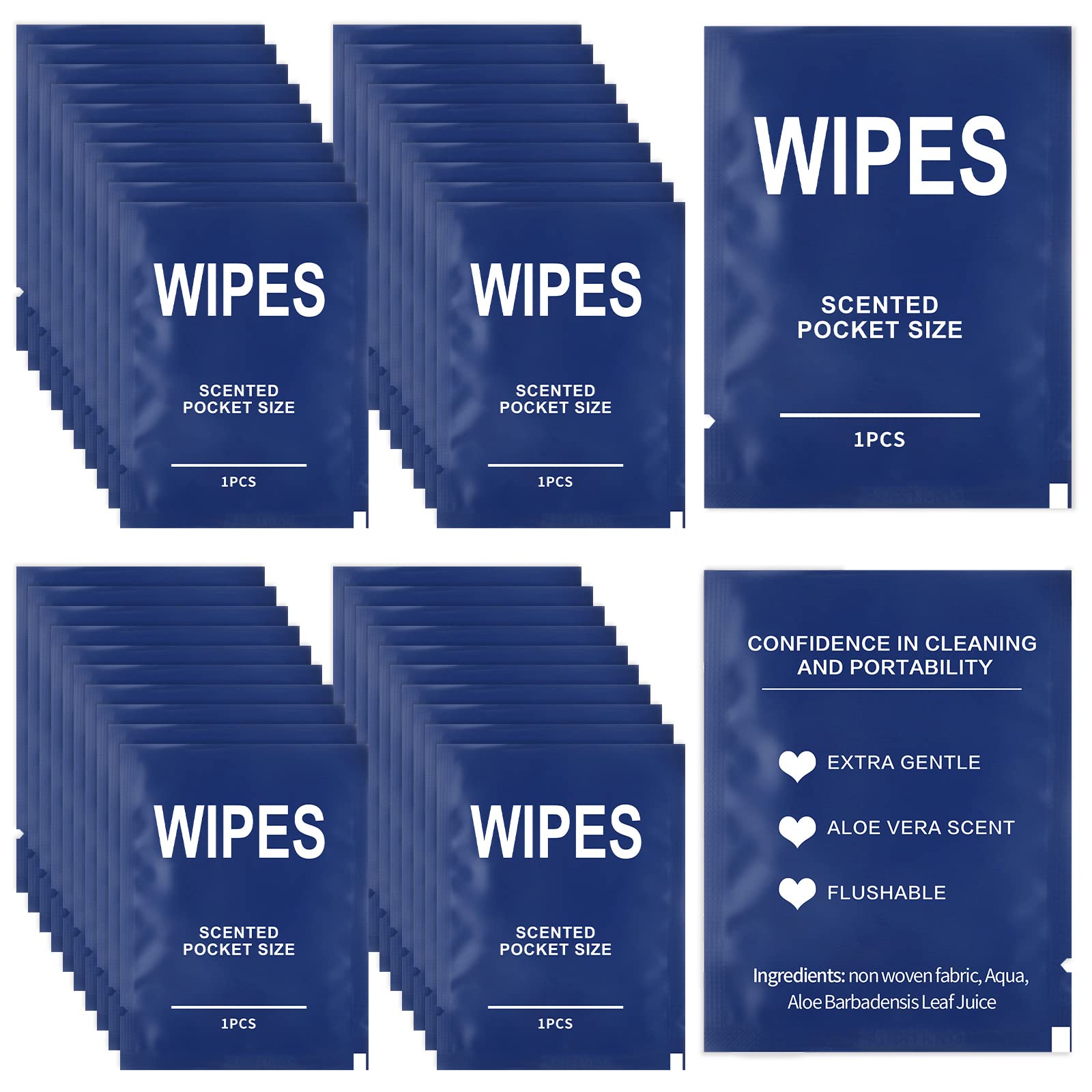 Geyee 200 Pieces Individually Wrapped Wipes Bulk Butt Wet Wipes for Men Women Travel Flushable Wipes for Adult Bathroom Toilet Daily Use