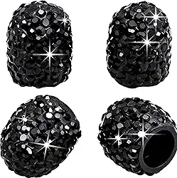 Tampas de haste de válvula de pneu, 4 peças de tampas de válvula de pneu de diamante luxuosas, tampas de ar decorativas para carro, SUV, motocicleta, bicicleta (preto)