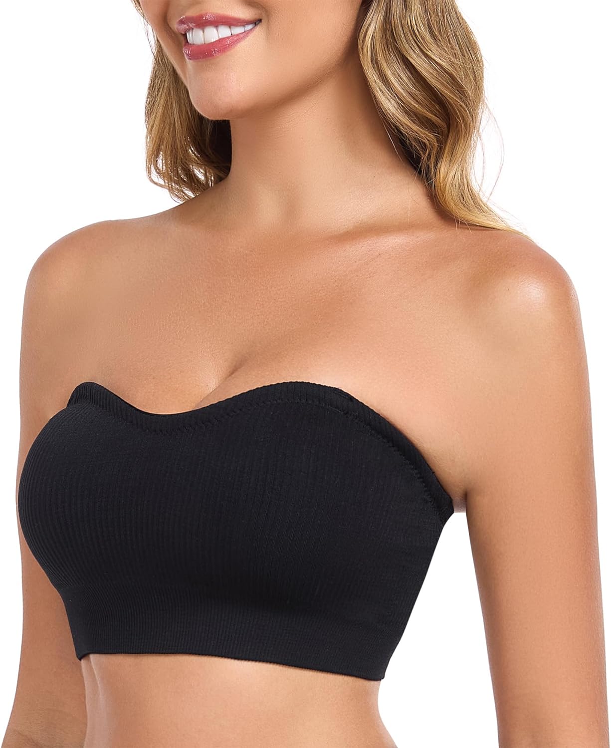 OBICUM Strapless Bras for Women Non-Slip Silicone Push Up Padded Bandeau Bralette Tube Top Bra