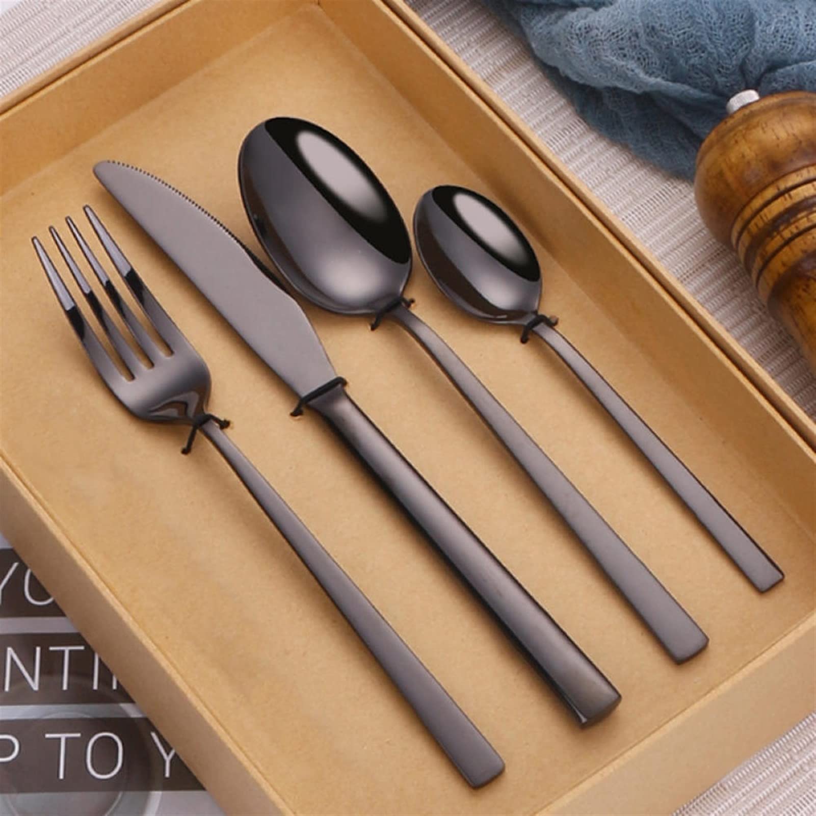 Bestecksets 24-teiliges Tischbesteckset 304 Edelstahl Goldbesteck Silber Geschirrset Esslöffel Messer Gabel Küchengeschirrset Edelstahl