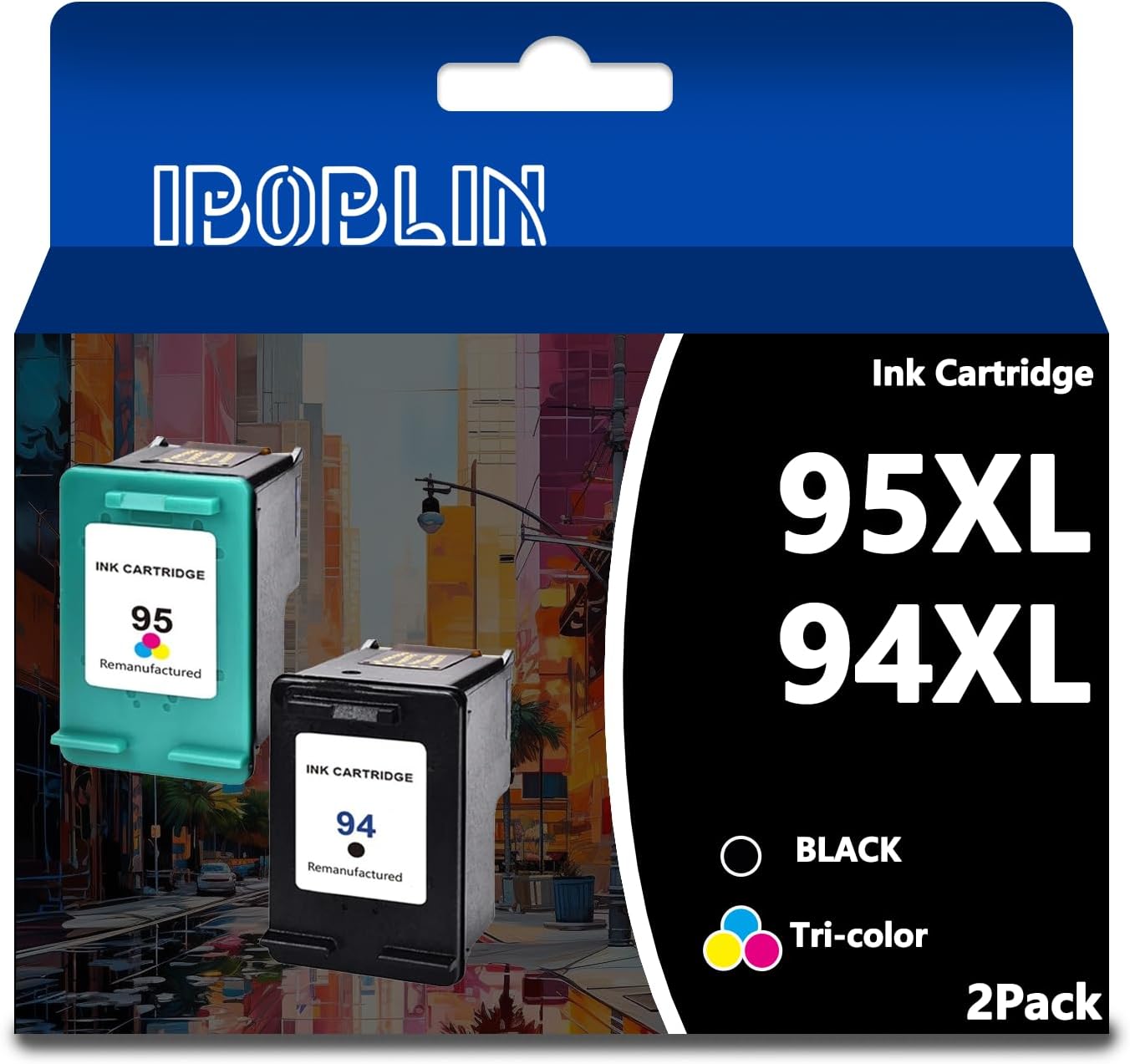 94xl 95xl Ink Cartridge Replacement for HP 94 95 Ink for Officejet 100 150 H470 6200 6210 7210 Deskjet 460 PhotoSmart 2610 PSC 1610 2355 (1 Black,1 Color)