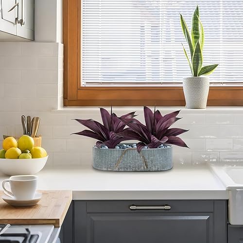 Miniatura 6 de Plantas artificiales de agave para interiores, resistentes a los rayos UV, macetas de agave falsas para decoración al aire libre (paquete de 2, 12.6