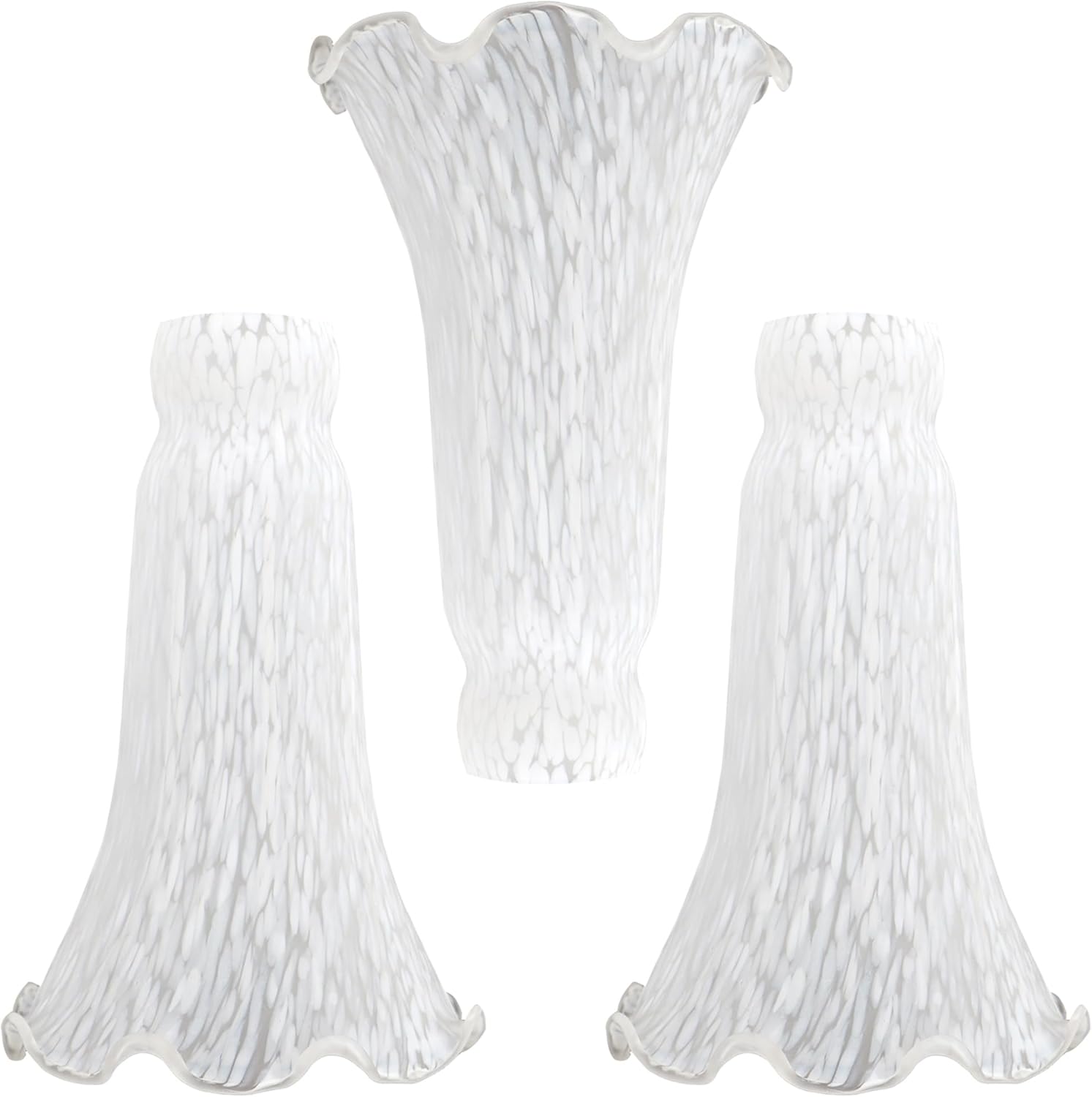 Lily Flower Glass Lampshade Replacement, 3 Pack,Tulip Style Table Floor Lamp Shade Replacement 4.2" x 4.2" x 6.7" (White)