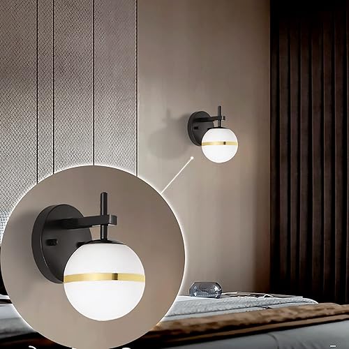 Miniatura 5 de Doraimy Lighting Paquete de 2 lámparas colgantes modernas de isla de cocina de 4.7 pulgadas, lámpara colgante negra de vidrio esmerilado, lámpara