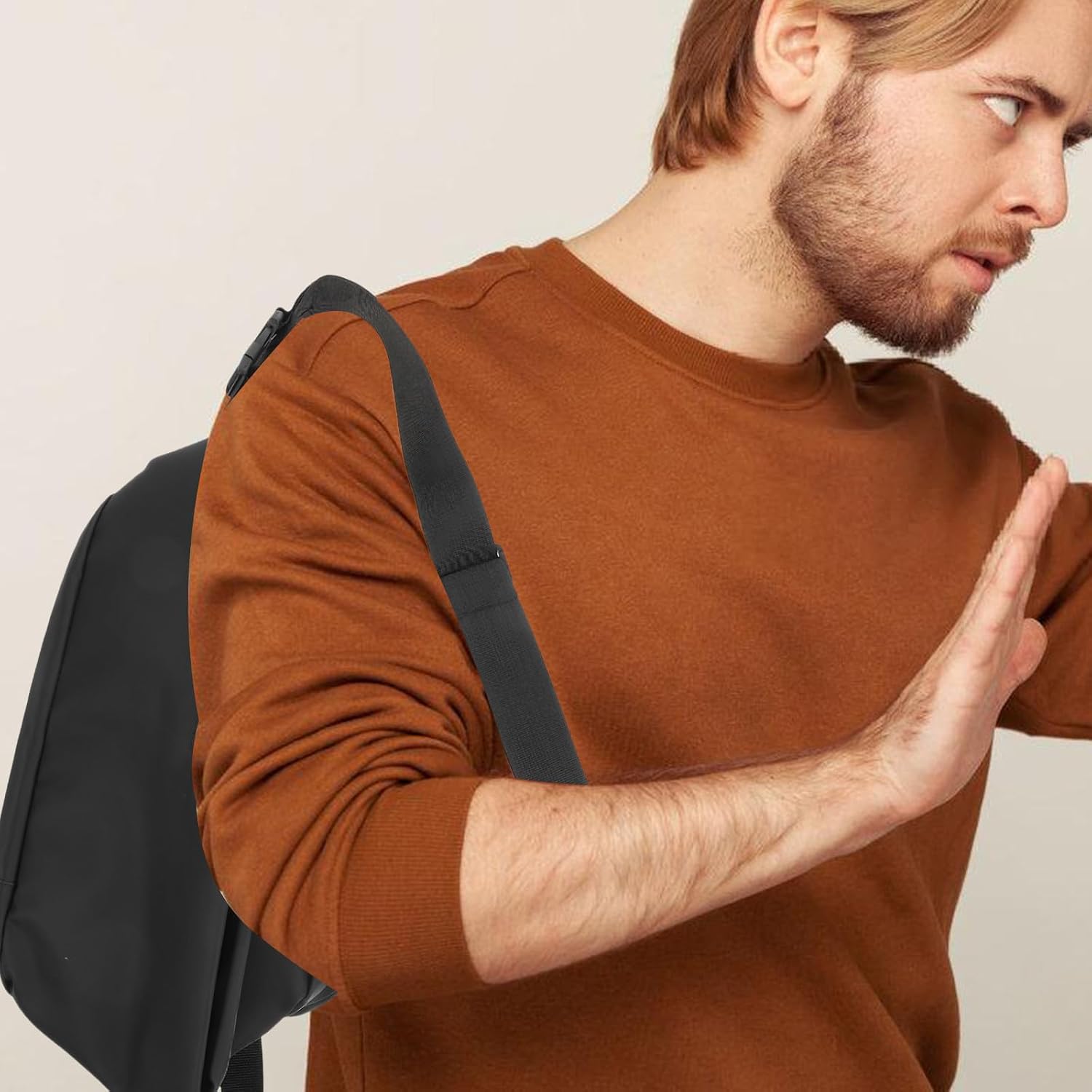 Men's Casual Crossbody Bag Polyester Storage Pouch for Travel Commutes