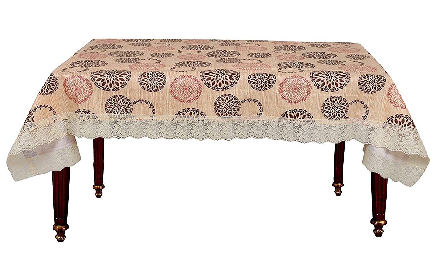 Kuber Industries Flower Design PVC 4 Seater Center Table Cover 40"x60" (Cream) (HS_36_KUBMART018499)