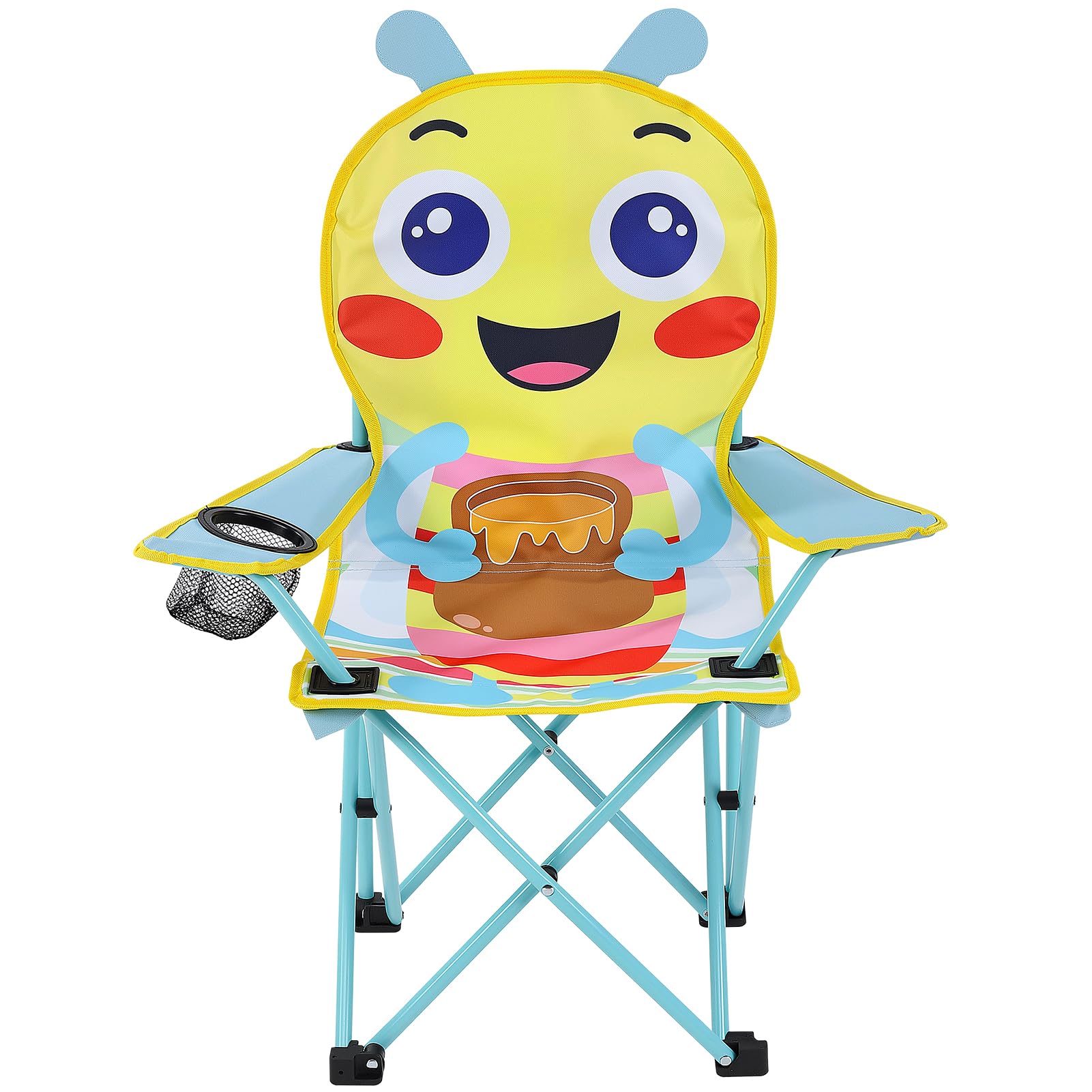 Meng Jiaran Kids Camping Chair,Cute Bee Kid Folding Chairs with Cup Holder Carry Bag, Childrens Durable Lightweight Camping Chair for Camp Beach Outdoor