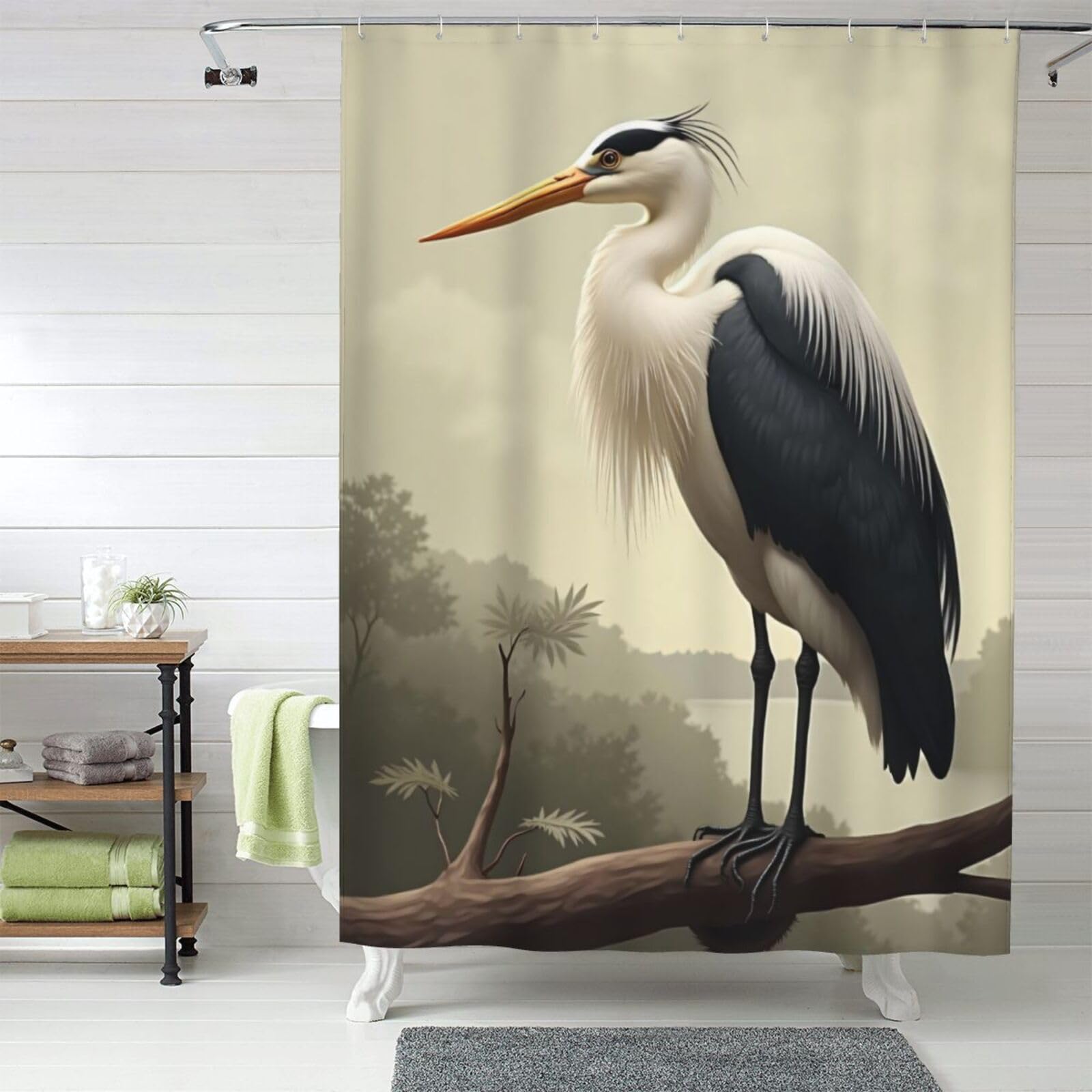 Rideau de douche oiseau 152x183 cm en tissu épais lavable n° 141