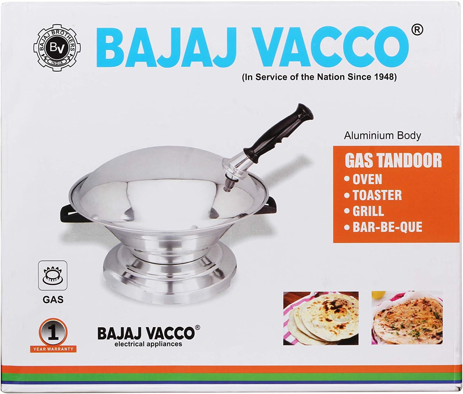 BAJAJ VACCO ® GAS Aluminium Multi Purpose Oven, Gas Tandoor/Barbeque Griller/Bati/Pizza Maker
