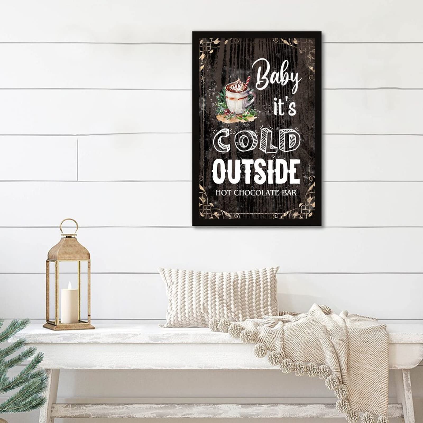 Cadre de Noël rustique à offrir : décoration murale chaleureuse pour les fêtes