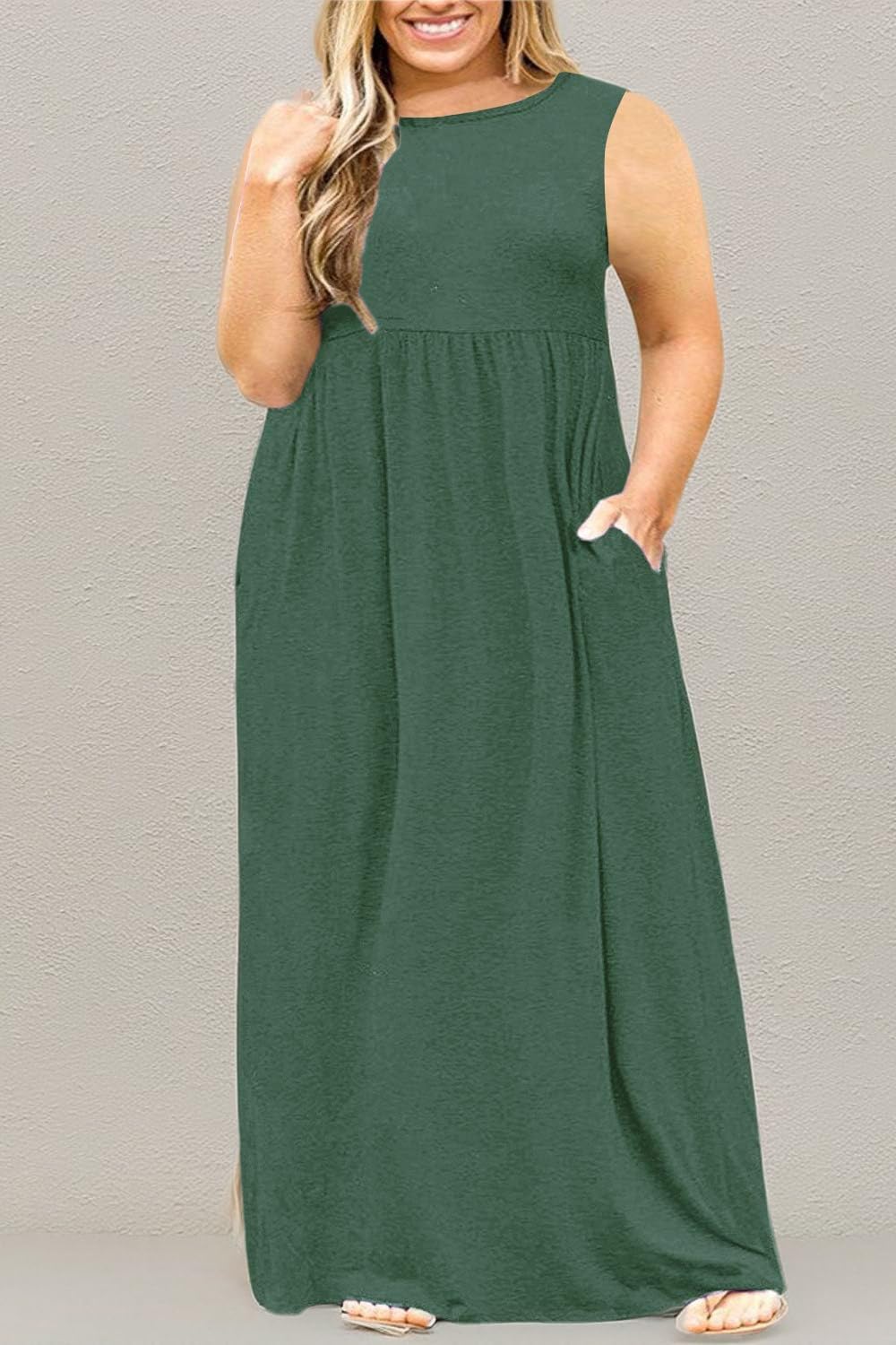 Nemidor Plus Size Maxi Dress for Curvy Women Summer Loose Casual Sleeveless with Pocket Long Dresses 14-26 - Image 7