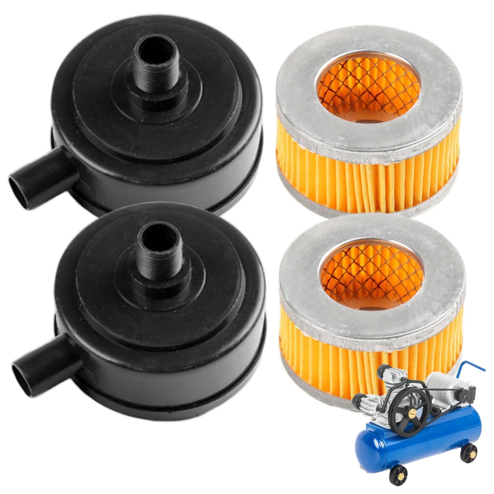 2PCS Air Compressor Filter 20mm Thread for Air Compressor, Silencer Intake Filter with Plastic Cover