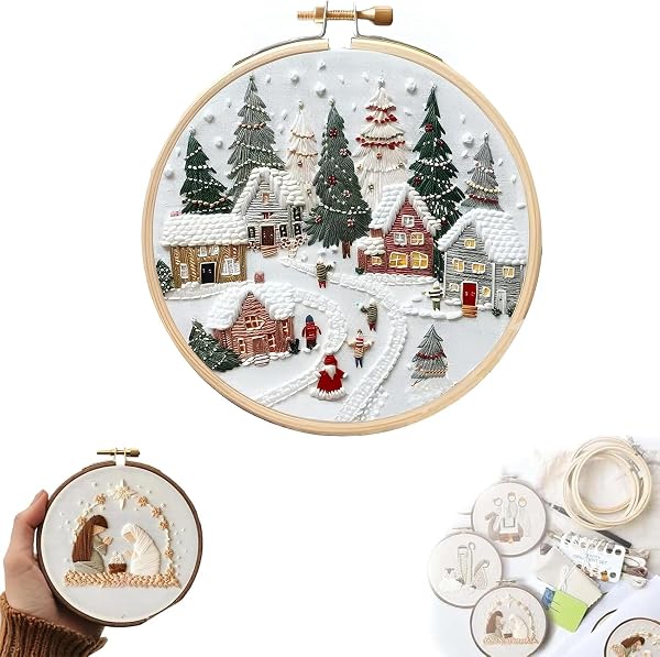 CHONGQILAO Weihnachts Stickerei Set für Anfänger