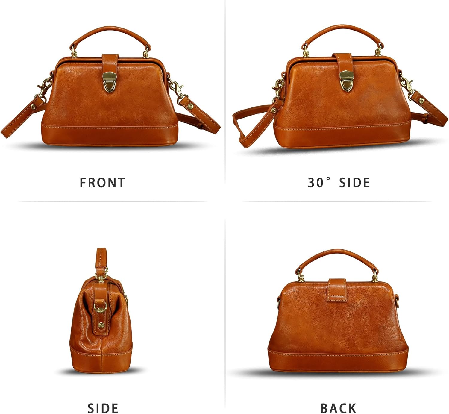 Genuine Leather Small Purses and Handbags for Women Designer Vintage Doctor Style Crossbody Bag Shoulder Satchel Phone Bag - Image 4